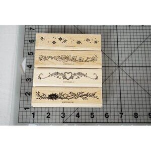 Stampin' Up! "Seasonal Borders 1 Mini" 1997 Wood Mounted Rubber Stamps NEW